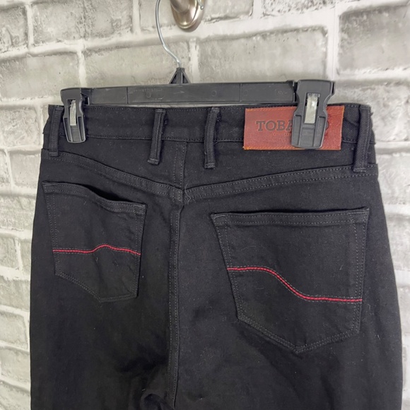 Tobacco Motorwear Co Black Denim Lined Straight Leg Cushioned Jeans Mens 28 x 32 - Picture 4 of 12